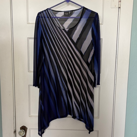 Travelers by Chico's Dresses & Skirts - Travelers Collection at Chico’s Design Blue and Black Striped Top Size 2